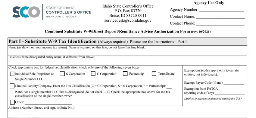 Step no. 1 in filling in idaho w 9 form search