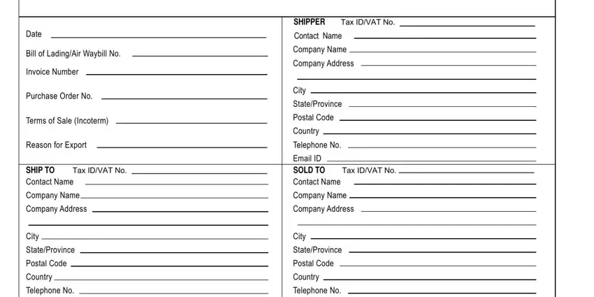 Filling out section 1 in ups international invoice
