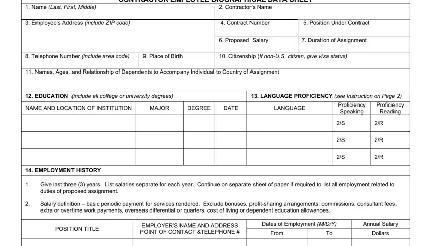 usaid biodata template writing process detailed (step 1)