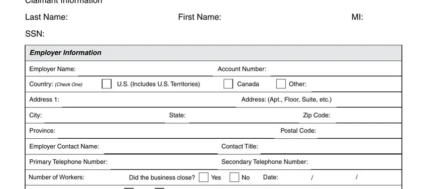 Stage # 1 in filling out Questionnaire