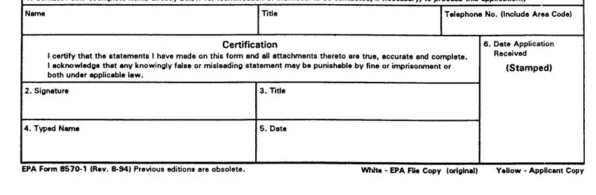 Step # 3 in filling out form epa 8570