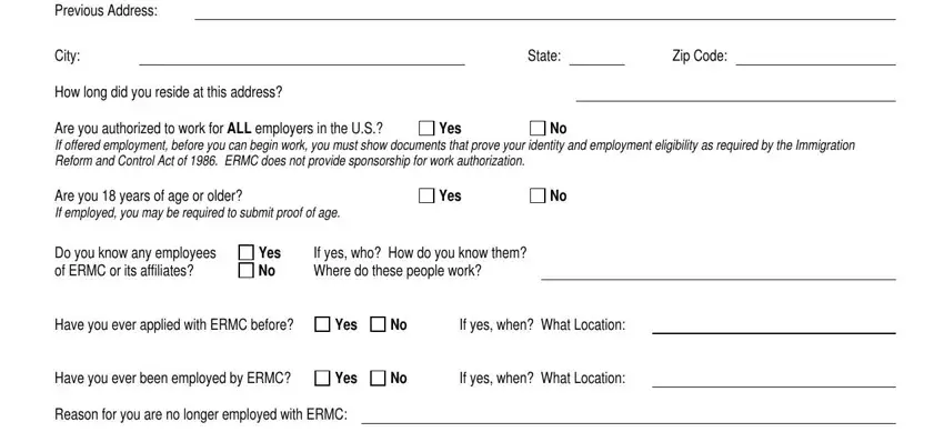 If yes who How do you know them, Yes, and Zip Code in ermc cleaners phipps plaza application