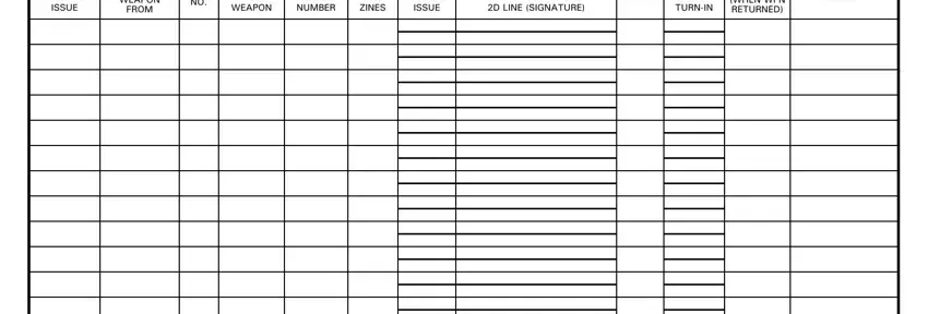 form weapons receipt register writing process explained (stage 3)