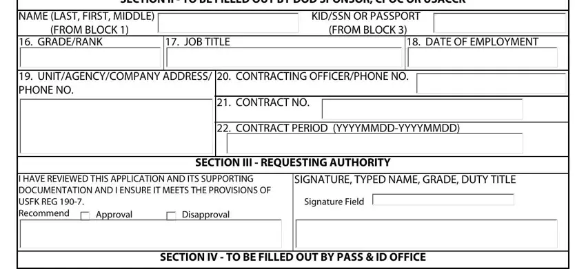 SECTION III  REQUESTING AUTHORITY, NAME LAST FIRST MIDDLE FROM BLOCK, and Disapproval inside usfk form 82 e no download needed