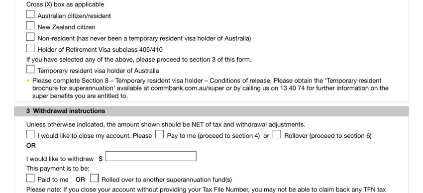 Part number 3 of filling in super withdrawal form