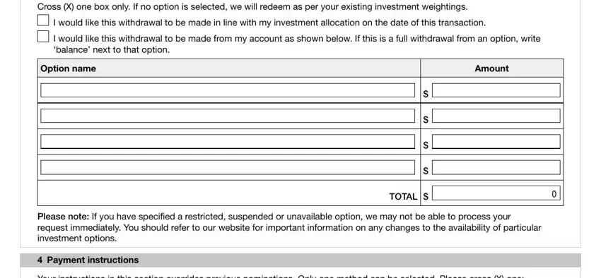 Completing section 4 in super withdrawal form