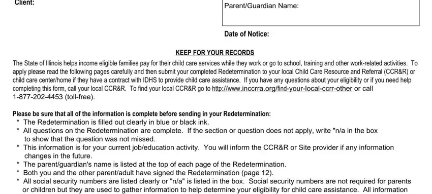 The best ways to fill in state of illinois child care redetermination form stage 1