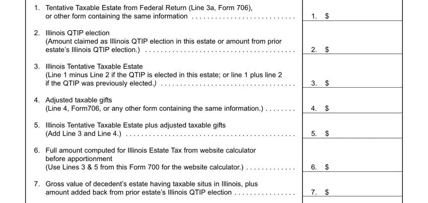 or other form containing the same, Tentative Taxable Estate from, and Gross value of decedents estate inside illinois estate tax form 700 instructions