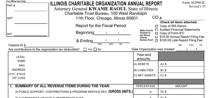 Stage no. 1 in submitting illinois charitable organization annual report