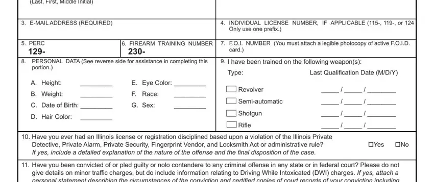 Filling in part 1 in apply for foid card in illinois