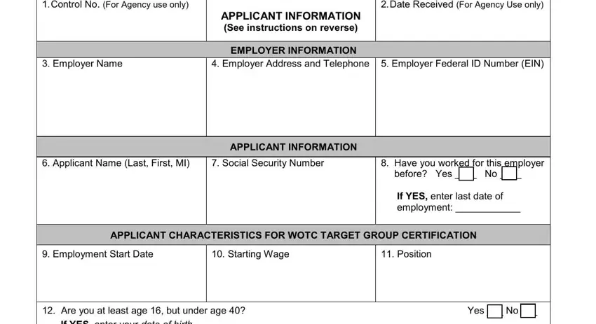 Stage no. 1 in submitting form irs 8850 form