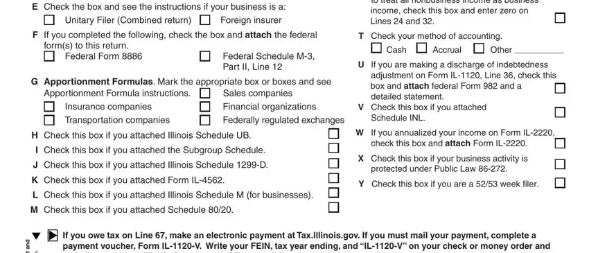 Filling out segment 2 of 2020 il form 1120