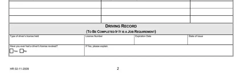 Type of drivers license held, Yes  No, and Name and Relationship in uson application form printable