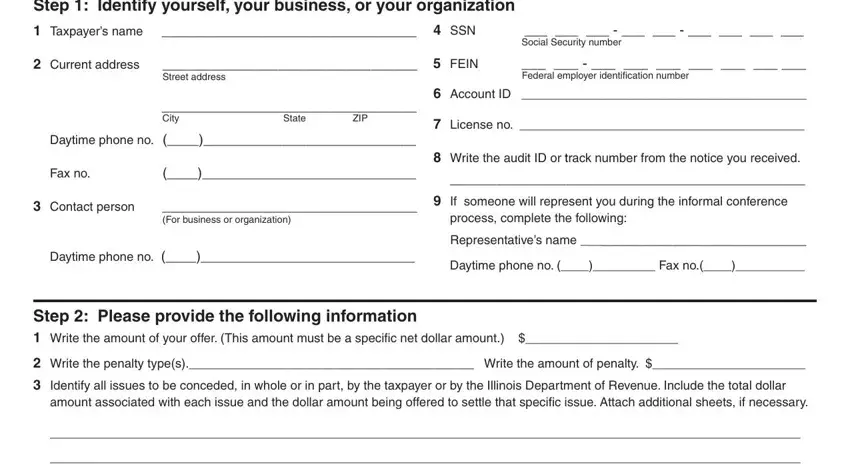 Filling out part 1 of illinois icb 2