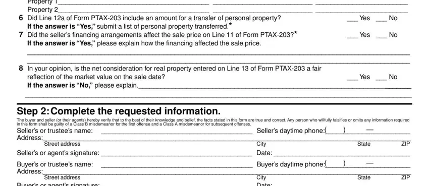 Step # 2 of filling out ptax 203 a