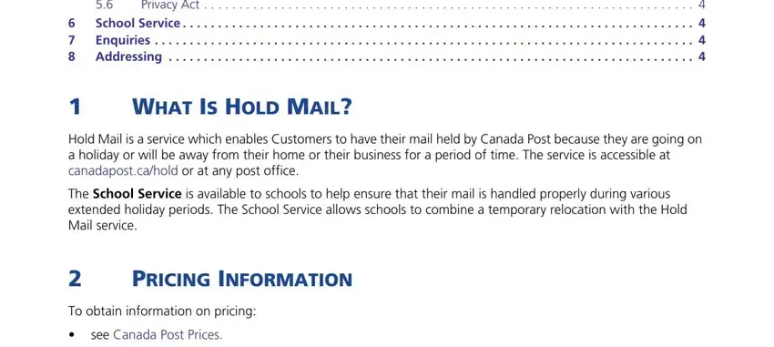 The right way to fill out application to hold mail step 2