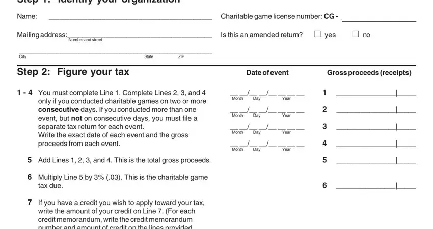 Filling out section 1 in formrcg 18