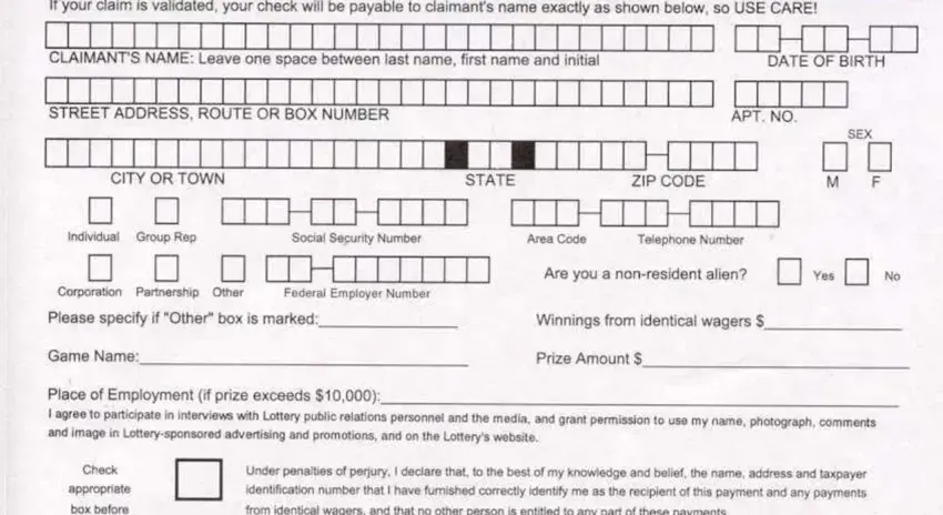 A way to fill in illinois lottery forms step 1