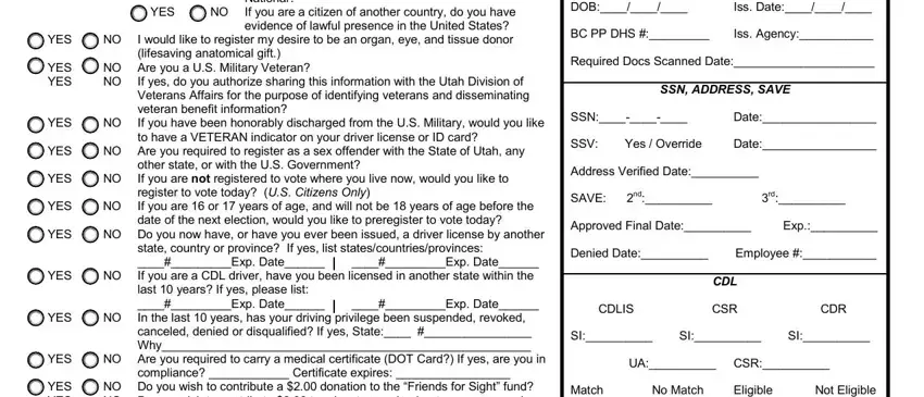 Completing segment 2 of utah drivers license renewal forms
