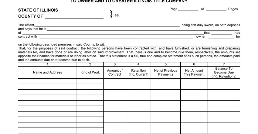 Part # 1 in filling in contractor sworn statement illinois