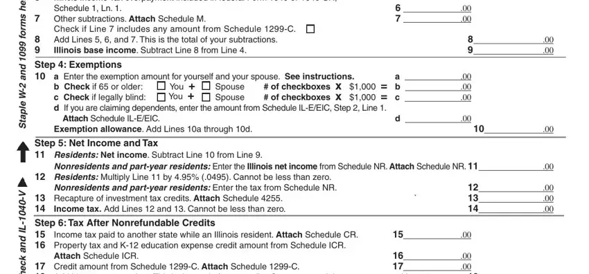 e  r e h s  Other subtractions, Check if Line  includes any amount, and Income tax paid to another state of il irs forms illinois tax forms