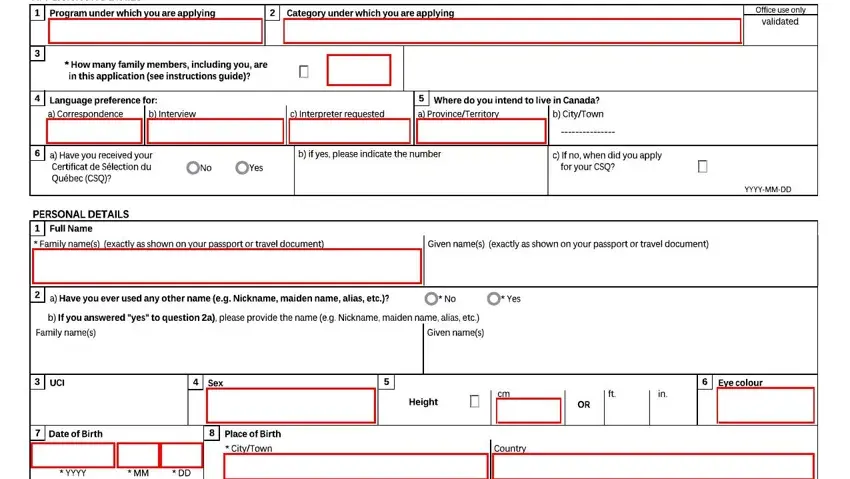 Writing part 1 of imm 0008 generic application form for canada