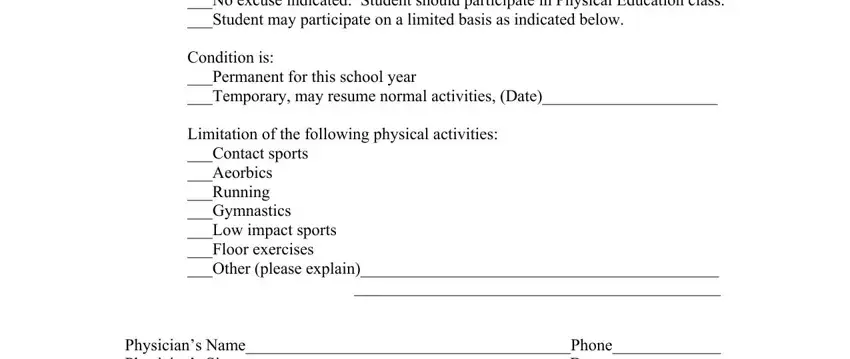 Completing section 2 of elsevier patient education excuse from work school or physical activity