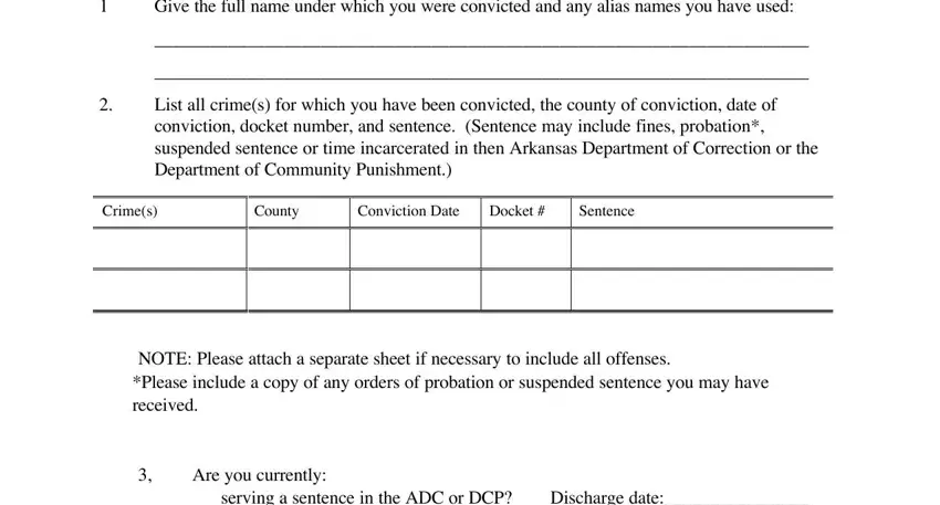 Step # 4 in filling in clemency forms arkansas