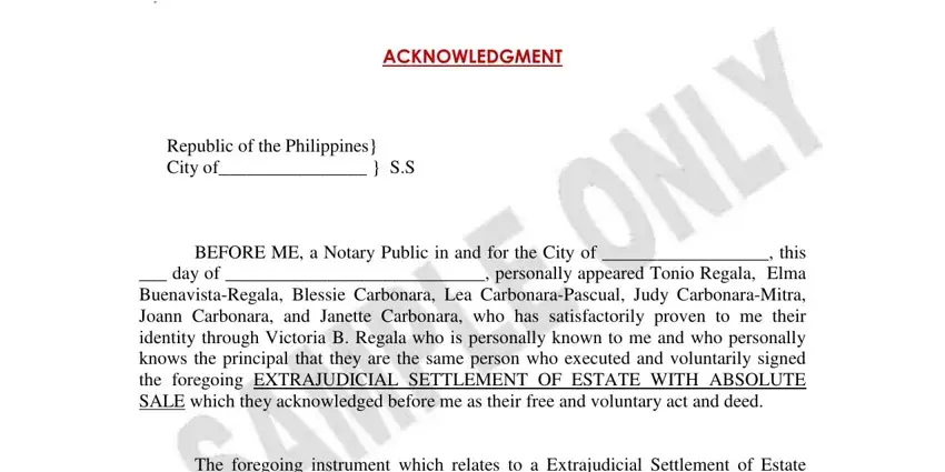 Step no. 1 for completing extrajudicial settlement of estate with sale