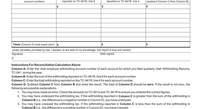 Utah Form Tc 941D writing process detailed (part 2)