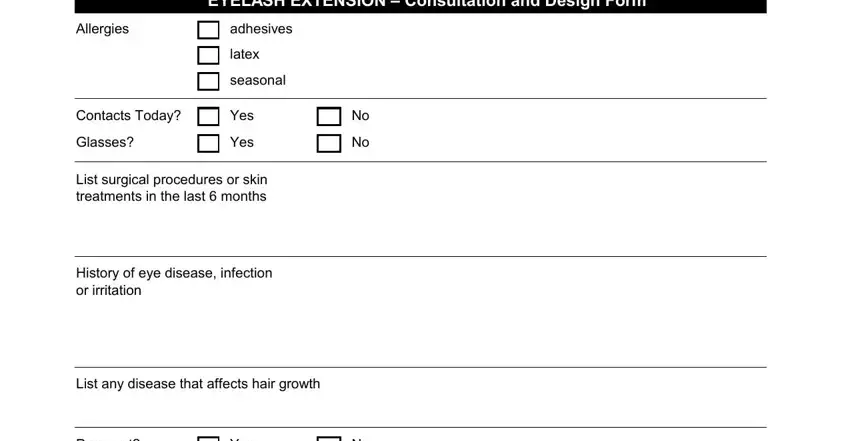 Step # 1 for filling in lash extension consultation form