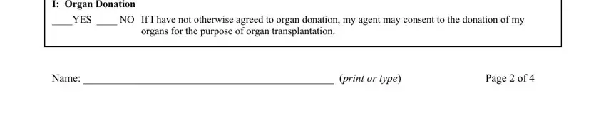 Name  print or type Page  of, YES  NO If I have not otherwise, and I Organ Donation inside advance directive utah