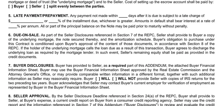 Filling in seller financing repc stage 2