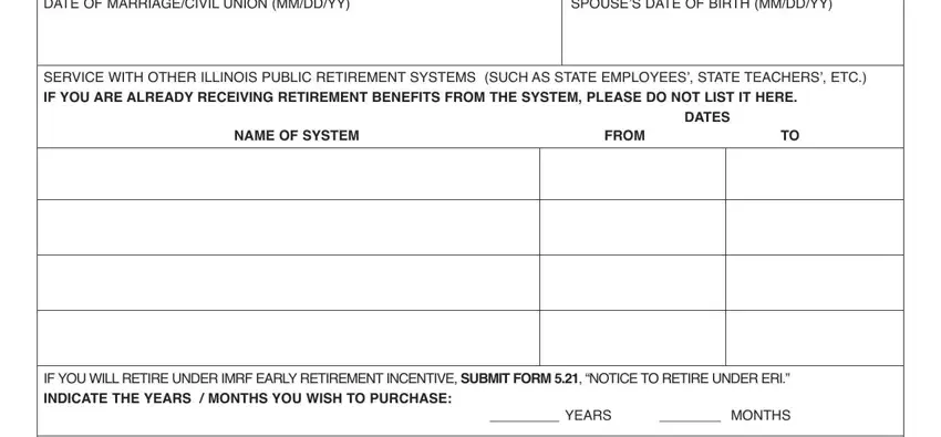 Stage # 4 for completing imrf forms