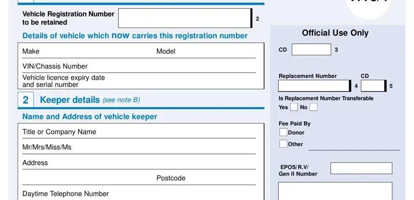 Step number 1 of filling in dvla v778 form download