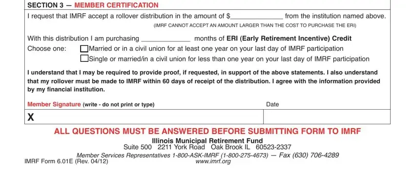 Member Services Representatives, that my rollover must be made to, and IMRF Form E Rev inside Illinois
