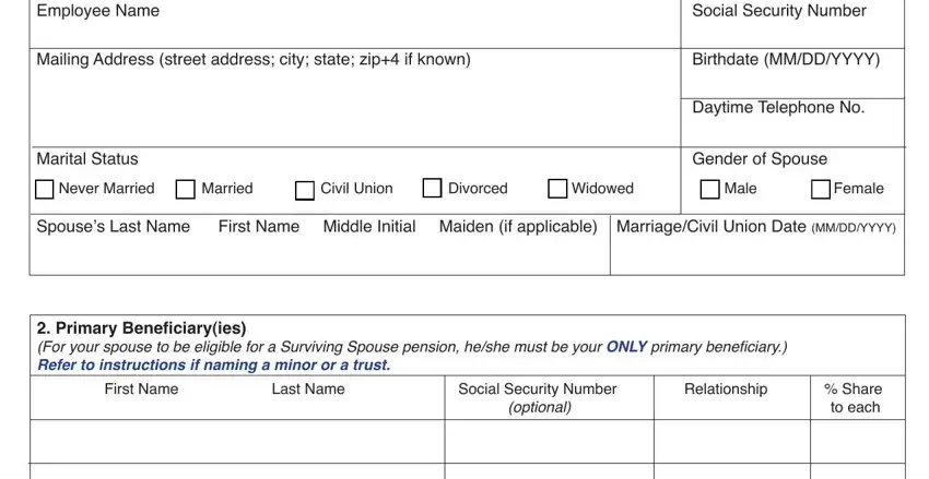 Spouses Last Name First Name, Widowed, and Social Security Number inside Imrf Form 6 11