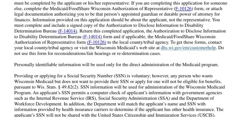 Step number 1 in filling in wisconsin f medicaid application pdf
