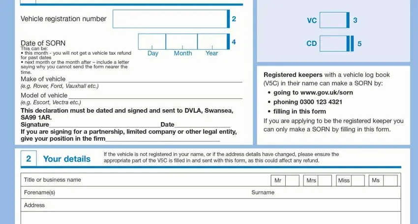 Stage no. 1 for filling out form v890