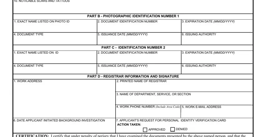 Stage number 4 for filling out form request identity