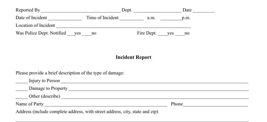 Filling in part 1 in property damage report letter sample