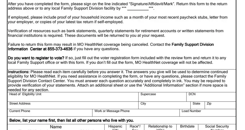 The way to fill in mo health net division of assets form portion 1