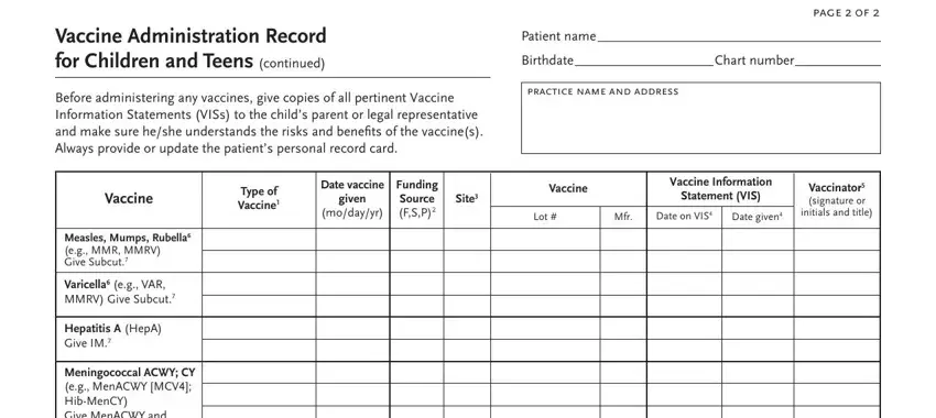 How one can fill in immunization record card stage 4