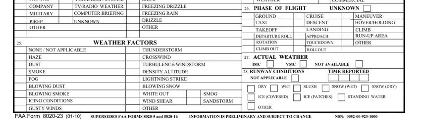 COMPUTER BRIEFING, DRIZZLE, and MILITARY of faa form 23