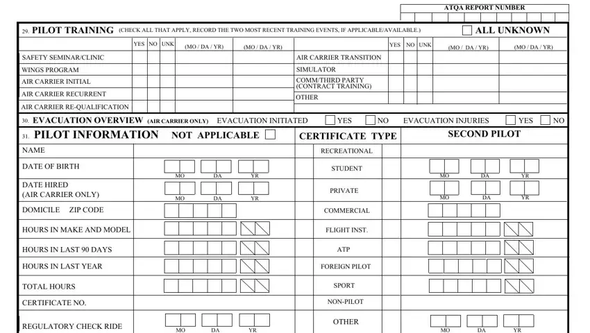 Filling out part 4 in faa form 23