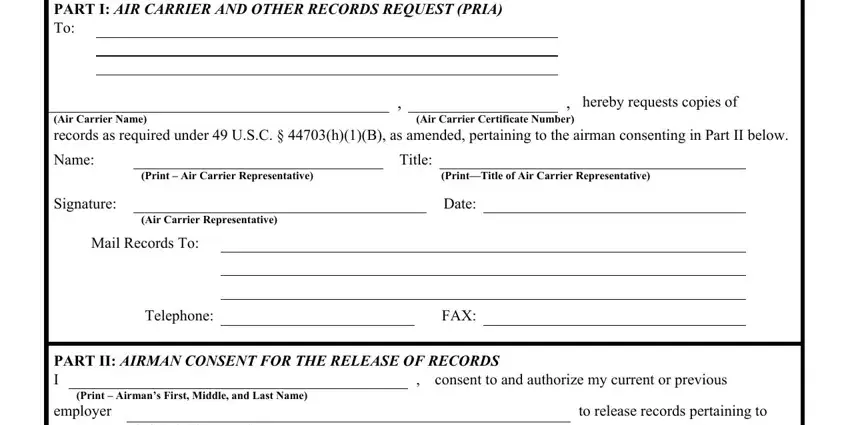 Filling out part 1 in Faa Form 8060 11