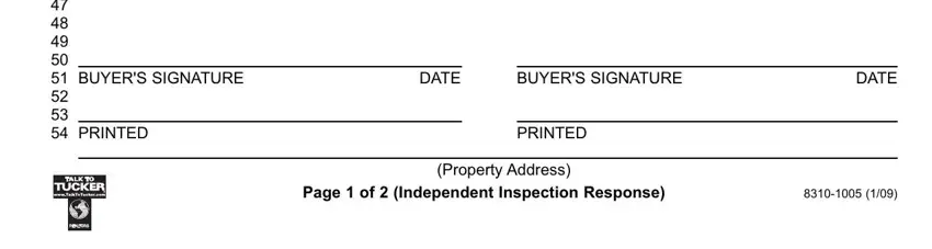 Stage no. 3 of filling in indiana seller's inspection response form