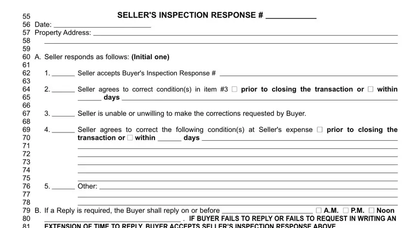 Part # 4 for filling out indiana seller's inspection response form