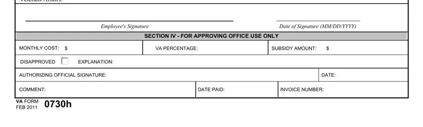 The way to fill in Va Form 0730H portion 2
