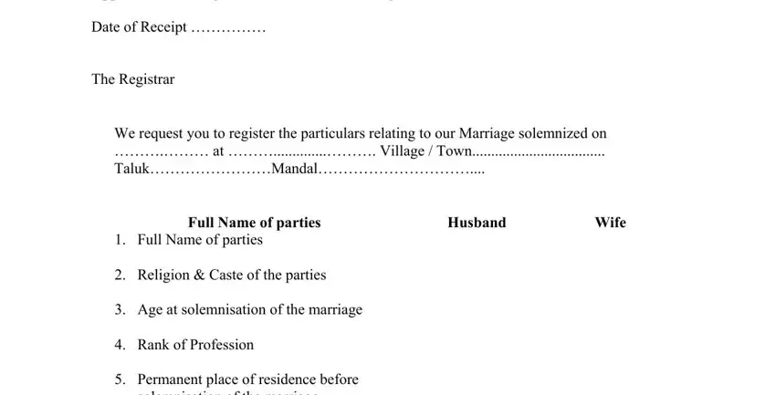 Filling out part 1 of indian marriage certificate pdf download